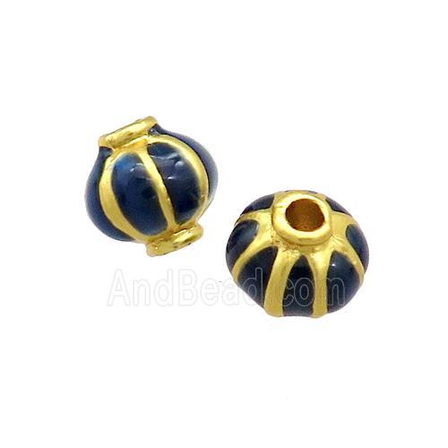 Copper Lantern Darkblue Black Enamel Gold Plated
