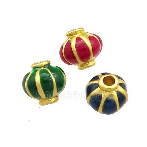 Copper Lantern Beads Enamel Gold Plated Mixed