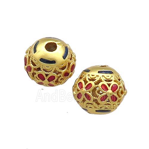 Copper Round Beads Painted Gold Plated