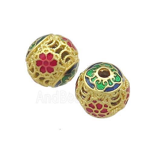 Copper Round Beads Painted Gold Plated