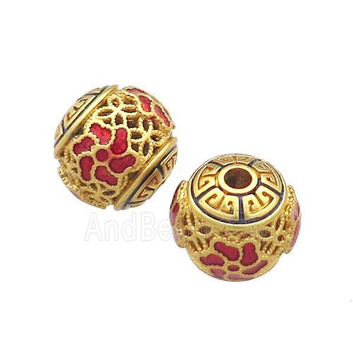 Copper Round Beads Painted Gold Plated