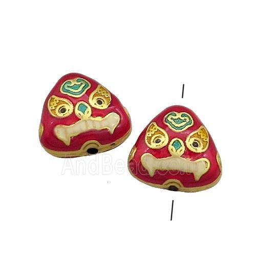 Copper Tiger Beads Red Painted Triangle Gold Plated