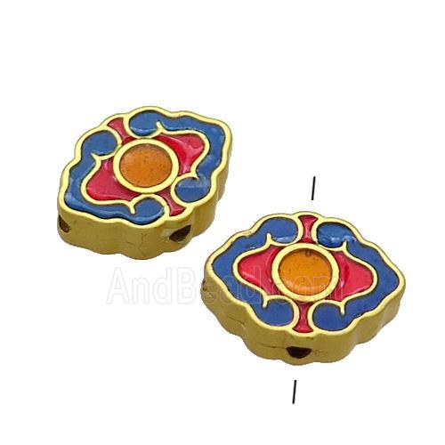 Copper Beads Multicolor Painted Gold Plated