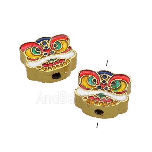 Copper Tiger Beads Multicolor Painted Gold Plated