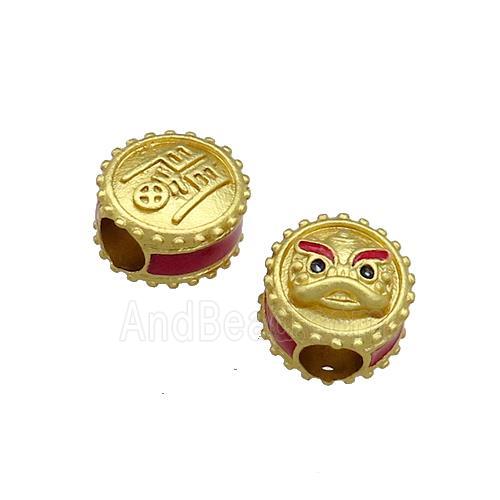 Copper Tiger Beads Painted Large Hole Gold Plated