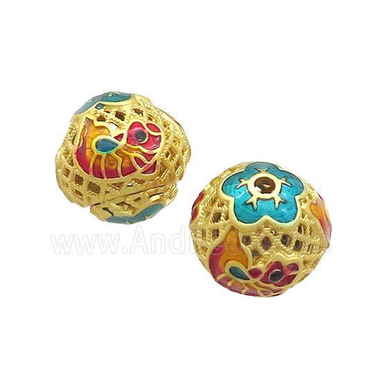 Copper Round Beads Painted Gold Plated