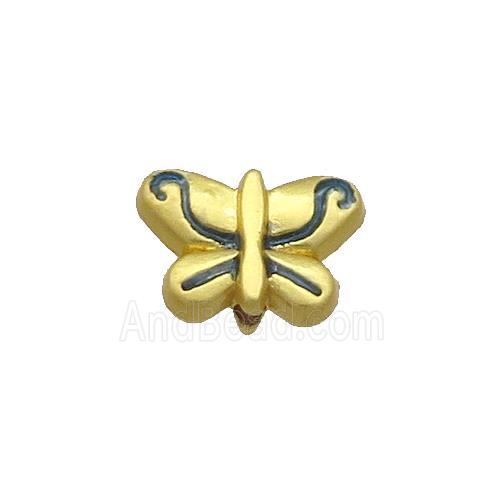 Copper Butterfly Beads Blue Painted Gold Plated