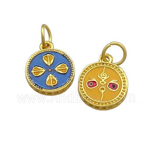 Copper Circle Pendant Painted Gold Plated