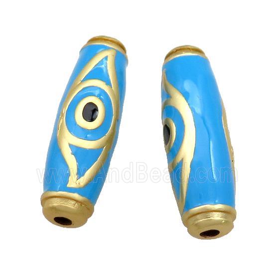 Copper Rice Beads Blue Enamel Evil Eye Large Hole Unfade Gold Plated