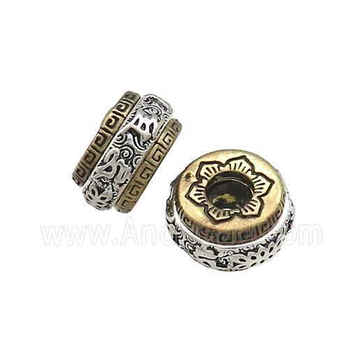 Tibetan Style Copper Heishi Beads Large Hole OM Rotatable Antique Silver Bronze