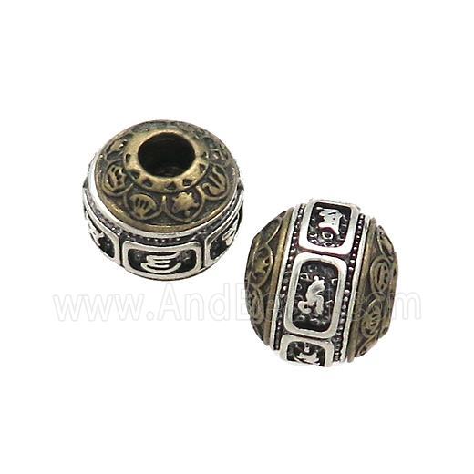 Tibetan Style Copper Round Beads Large Hole Antique Bronze Silver