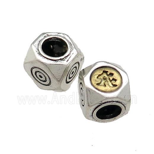 Tibetan Style Chinese Lucky Beads Copper Cube Antique Silver Gold