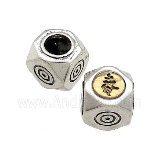 Tibetan Style Chinese Lucky Beads Copper Cube Antique Silver Gold