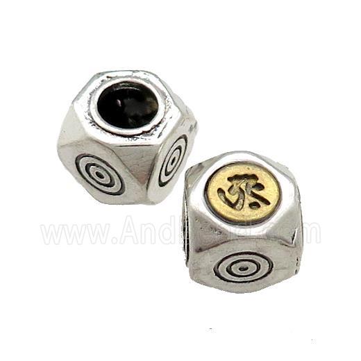 Tibetan Style Chinese Lucky Beads Copper Cube Antique Silver Gold