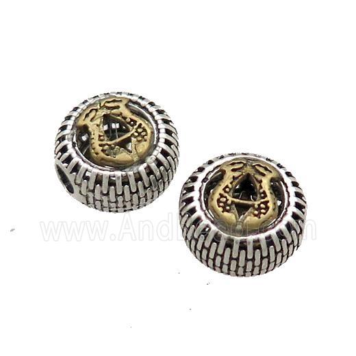 Tibetan Style Chinese Auspicious Eight Treasures Beads Coin Large Hole Antique Silver Bronze