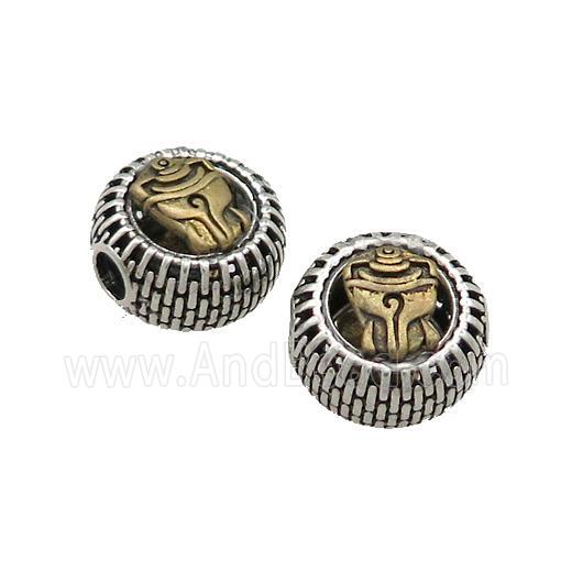 Tibetan Style Chinese Auspicious Eight Treasures Beads Coin Large Hole Antique Silver Bronze