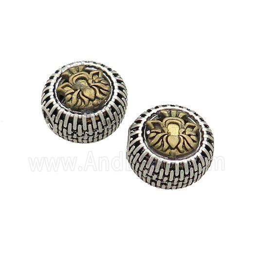 Tibetan Style Chinese Auspicious Eight Treasures Beads Coin Large Hole Antique Silver Bronze