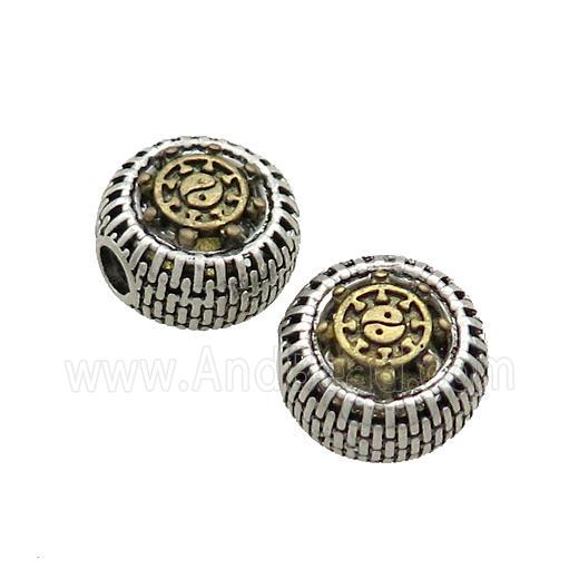 Tibetan Style Chinese Auspicious Eight Treasures Beads Coin Large Hole Antique Silver Bronze