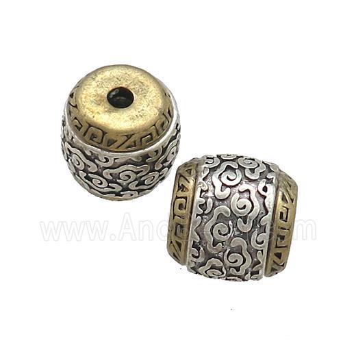 Tibetan Style Barrel Beads Lucky Cloudy Antique Silver Bronze