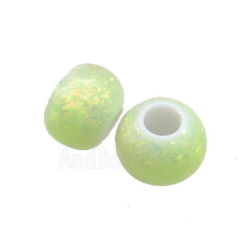 White Resin Rondelle Beads Pave Olive Fire Opal Large Hole Smooth