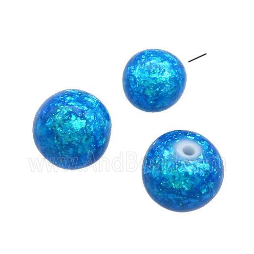 White Resin Beads Pave Blue Fire Opal Smooth Round