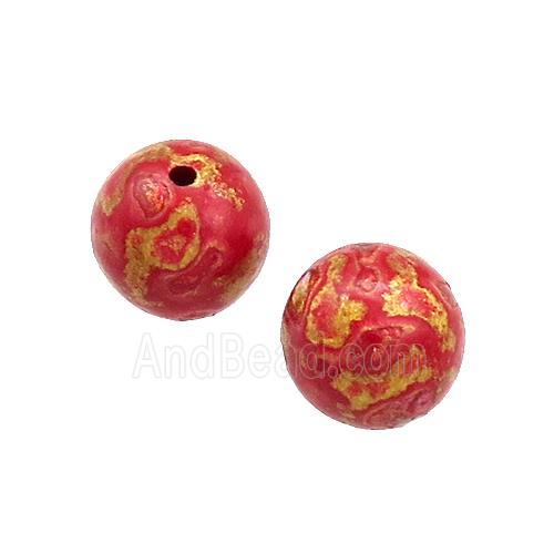 Wood Beads Red Painted Smooth Round
