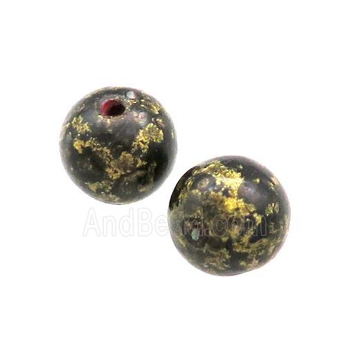 Wood Beads Black Yellow Painted Smooth Round