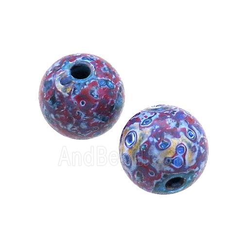 Wood Beads Purple Blue Painted Smooth Round