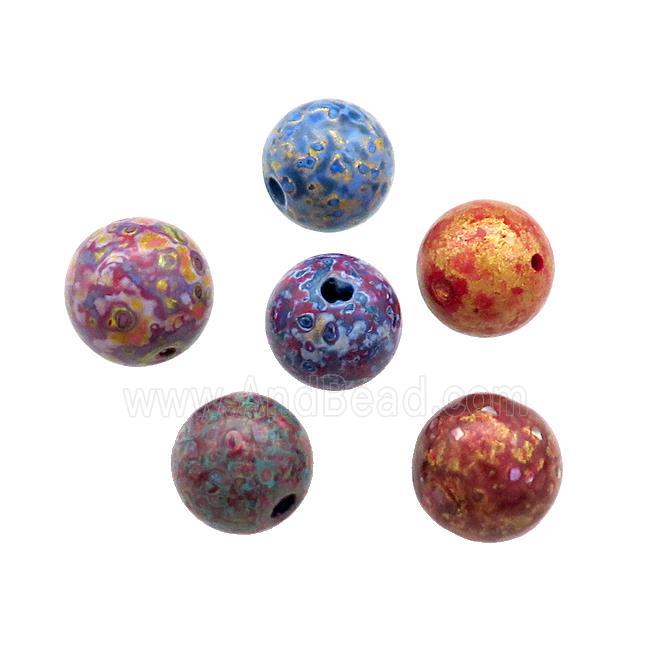 Wood Beads Painted Smooth Round Mixed Color
