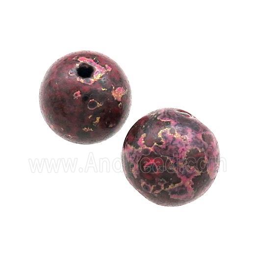 Wood Beads DarkRed Painted Smooth Round