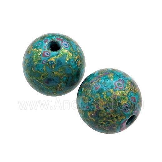 Wood Beads Teal Painted Smooth Round