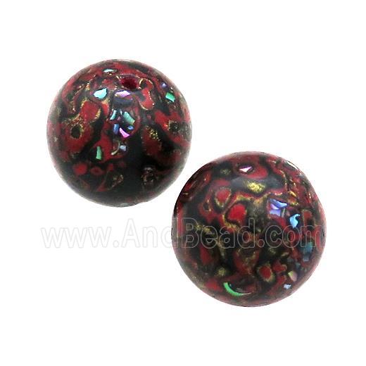 Wood Beads Black Red Painted Smooth Round