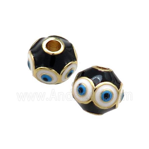 Copper Round Beads Black Enamel Evil Eye 18K Gold Plated