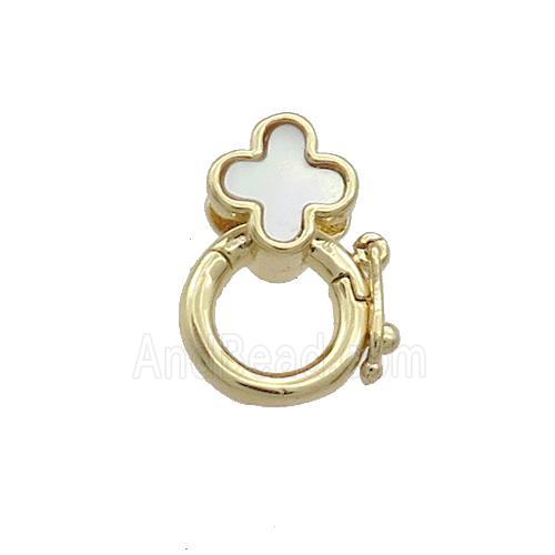 Copper Bail Pave Shell Cross 18K Gold