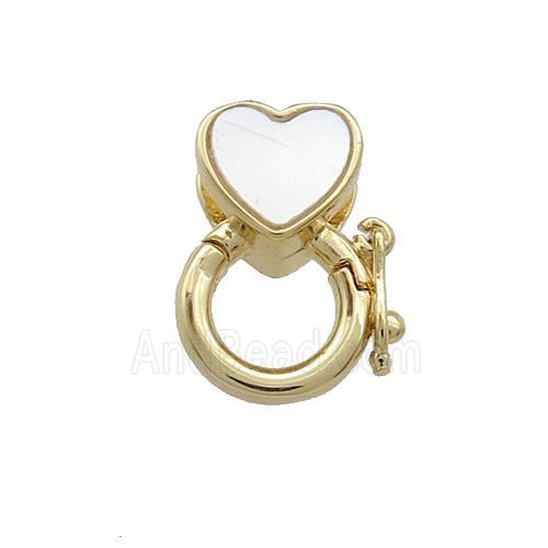 Copper Bail Pave Shell Heart 18K Gold