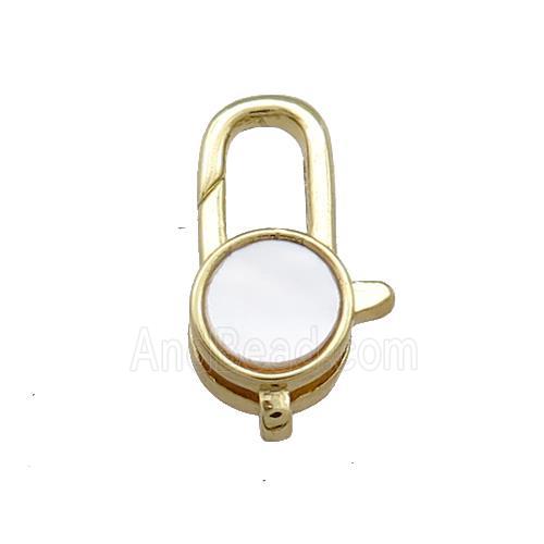 Copper Lobster Clasp Pave Shell 18K Gold