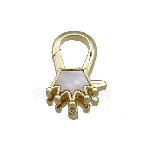 Copper Lobster Clasp Pave Shell Crown 18K Gold Plated
