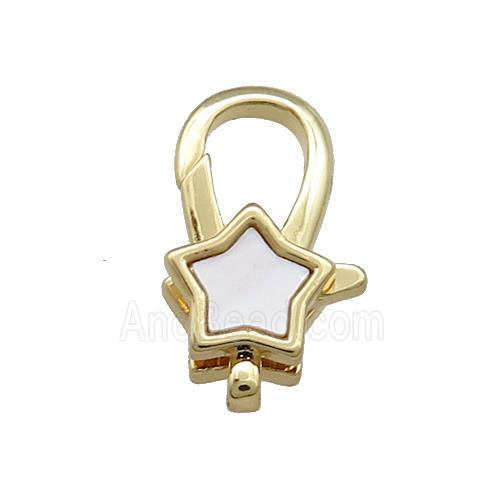 Copper Lobster Clasp Pave Shell Star 18K Gold Plated
