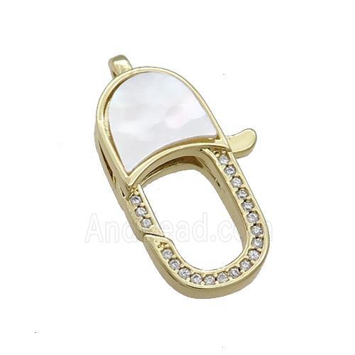 Copper Lobster Clasp Pave Shell Zircon 18K Gold Plated