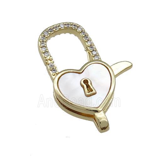 Copper Lobster Clasp Pave Shell Zircon Lock 18K Gold Plated