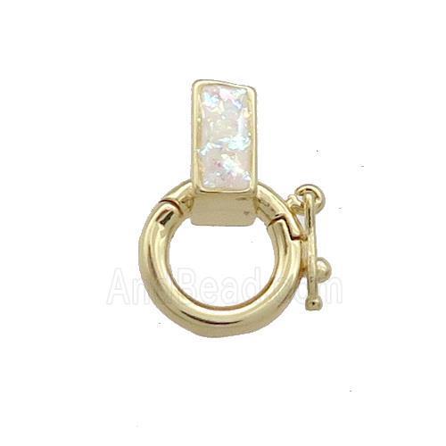 Copper Bail Pave White Fire Opal 18K Gold