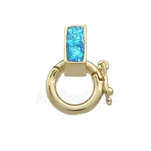 Copper Bail Pave Blue Fire Opal 18K Gold