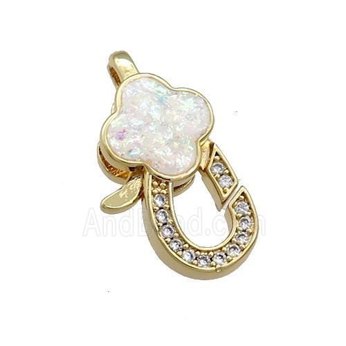 Copper Lobster Clasp Pave Fire Opal Zircon 18K Gold