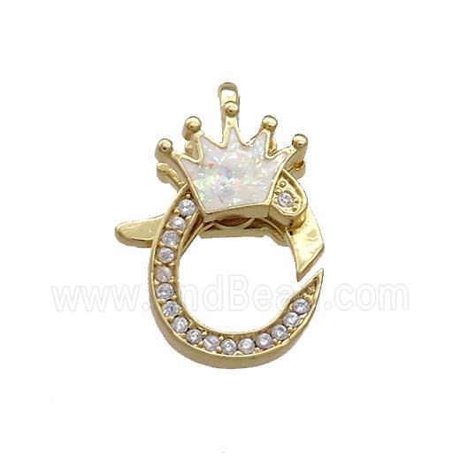Copper Lobster Clasp Pave Fire Opal Zircon Crown 18K Gold