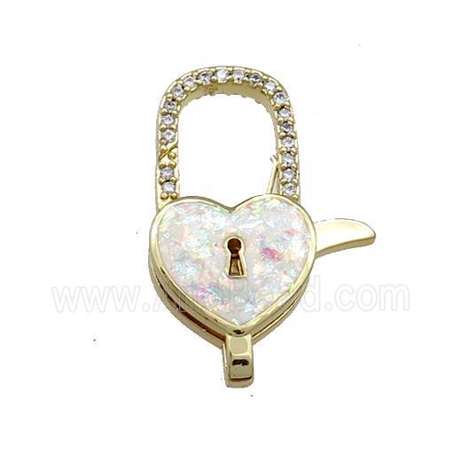 Copper Lobster Clasp Pave Fire Opal Zircon Lock 18K Gold