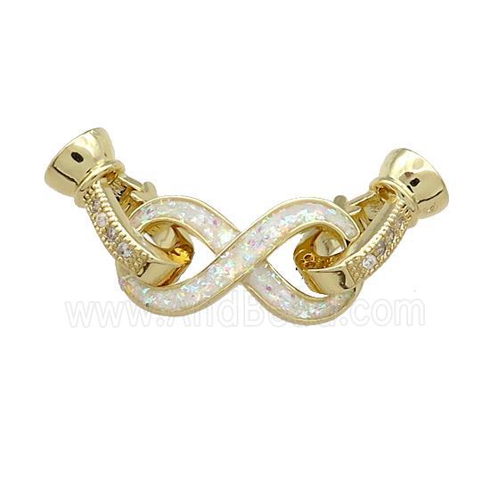 Copper Clasp Pave Fire Opal Zircon Infinity 18K Gold