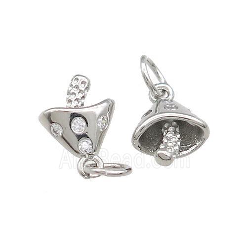Copper Mushroom Pendant Pave Zircon Platinum Plated