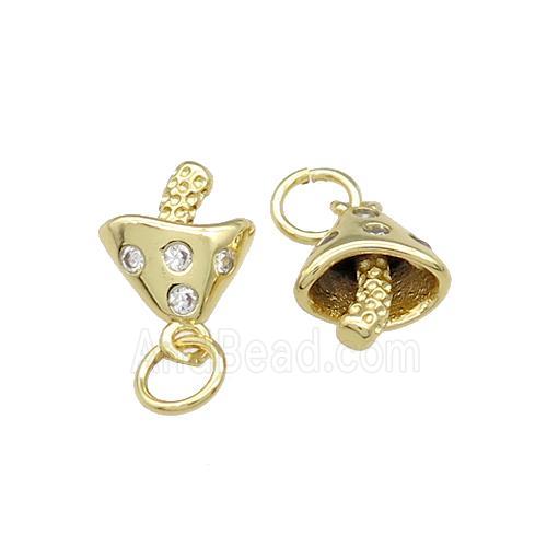 Copper Mushroom Pendant Pave Zircon Gold Plated