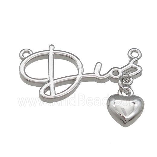 Copper Heart Pendant Love 2loops Platinum Plated