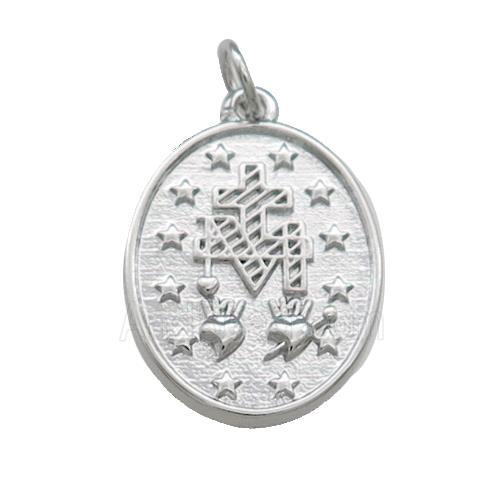 Copper Medallion Charms Pendant Oval Platinum Plated